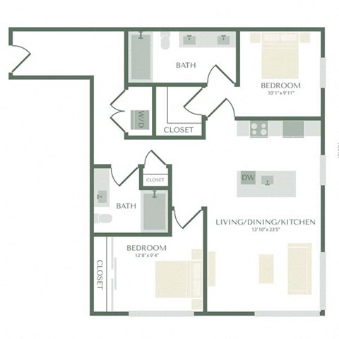 a floor plan of a unit with an open floor plan